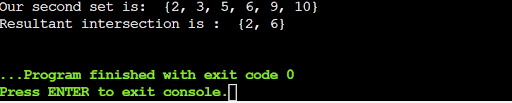 Set Intersection (&) for Set