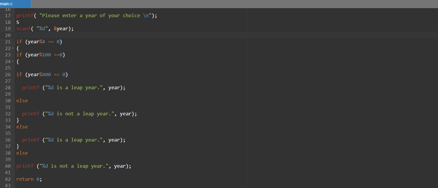 c program to check leap year