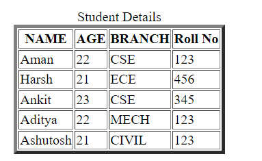 Border table html
