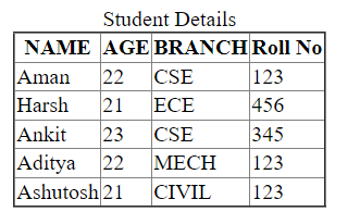 Border table html