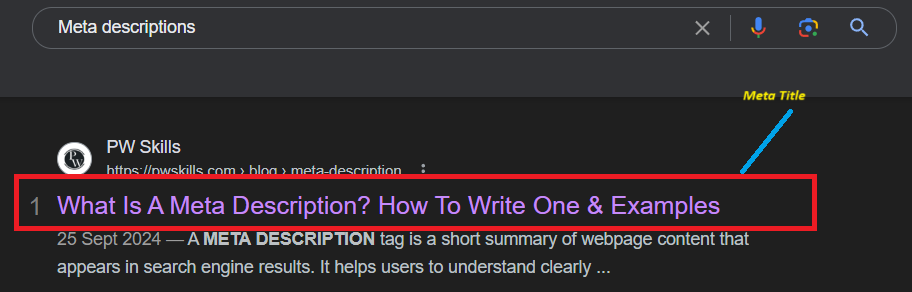 Meta title Tag
