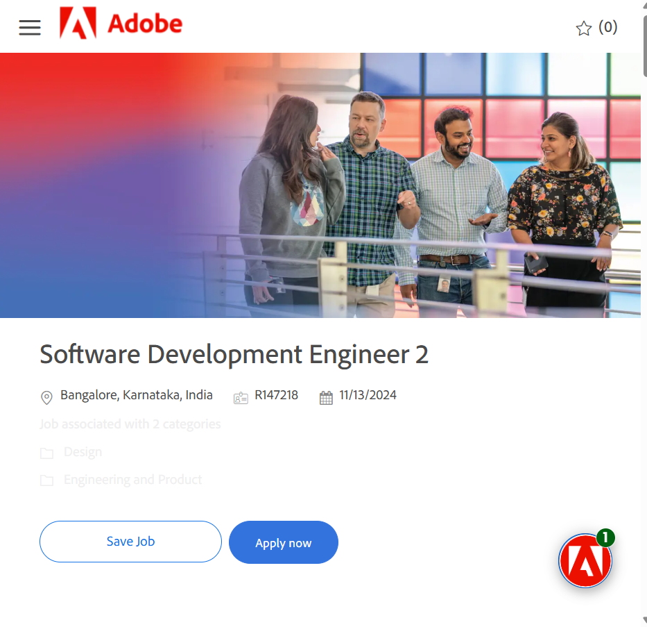 Software Development Engineer Job At Adobe Bangalore: Apply Now 4 Software development engineer vacancies